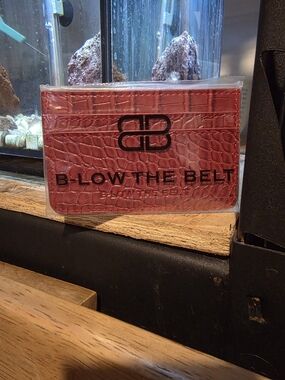 B-Low The Belt Red Croc Card Holder with Logo